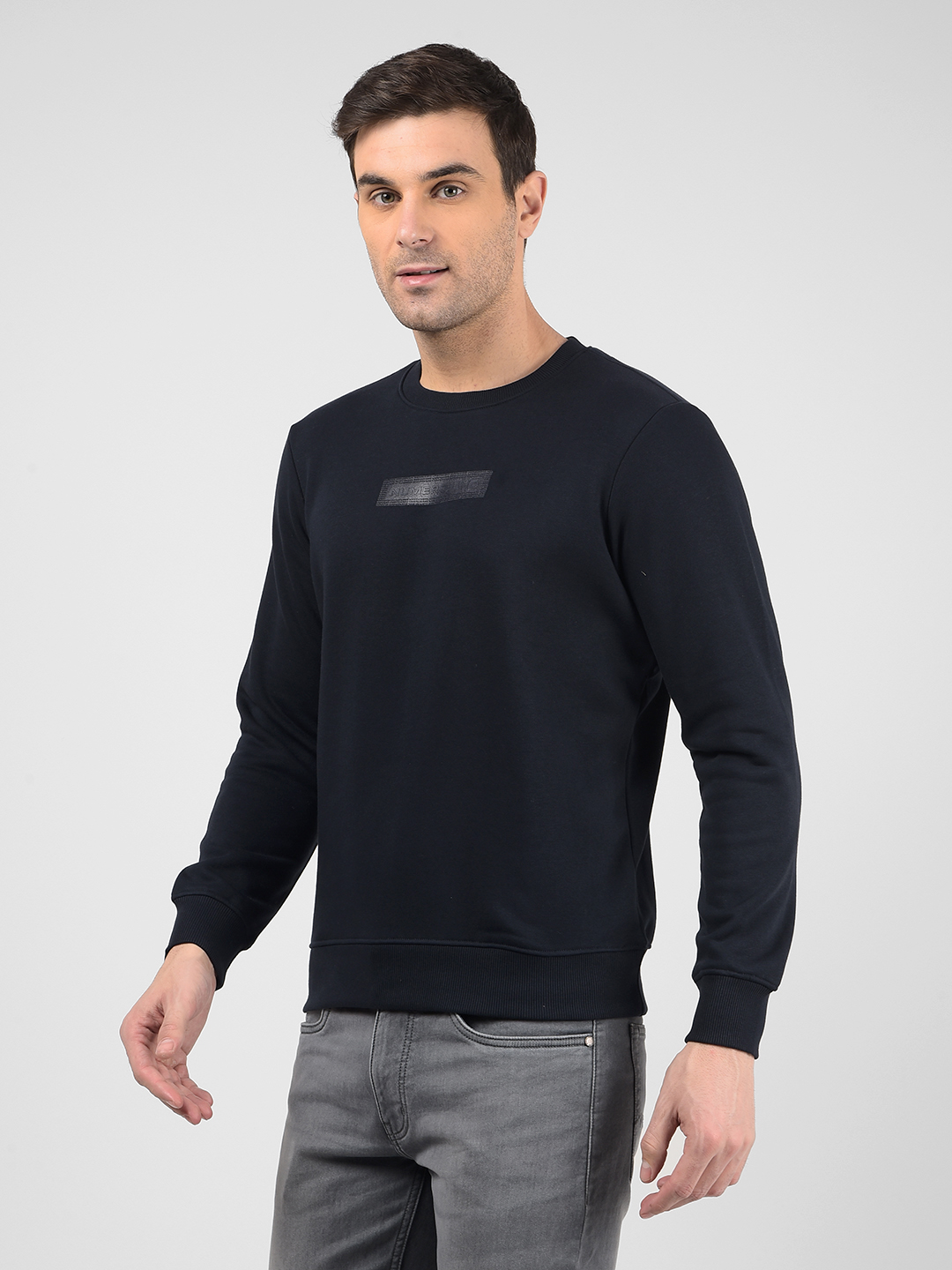 Numero Uno Men Solid Navy Sweat Shirt